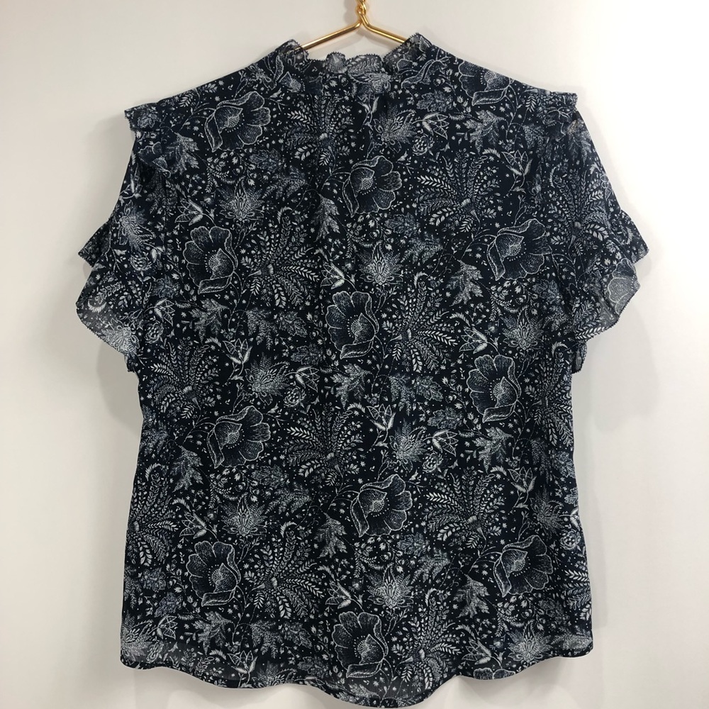 Point Sur JCrew Chiffon Fern Leaf  blouse Small - Picture 3 of 8